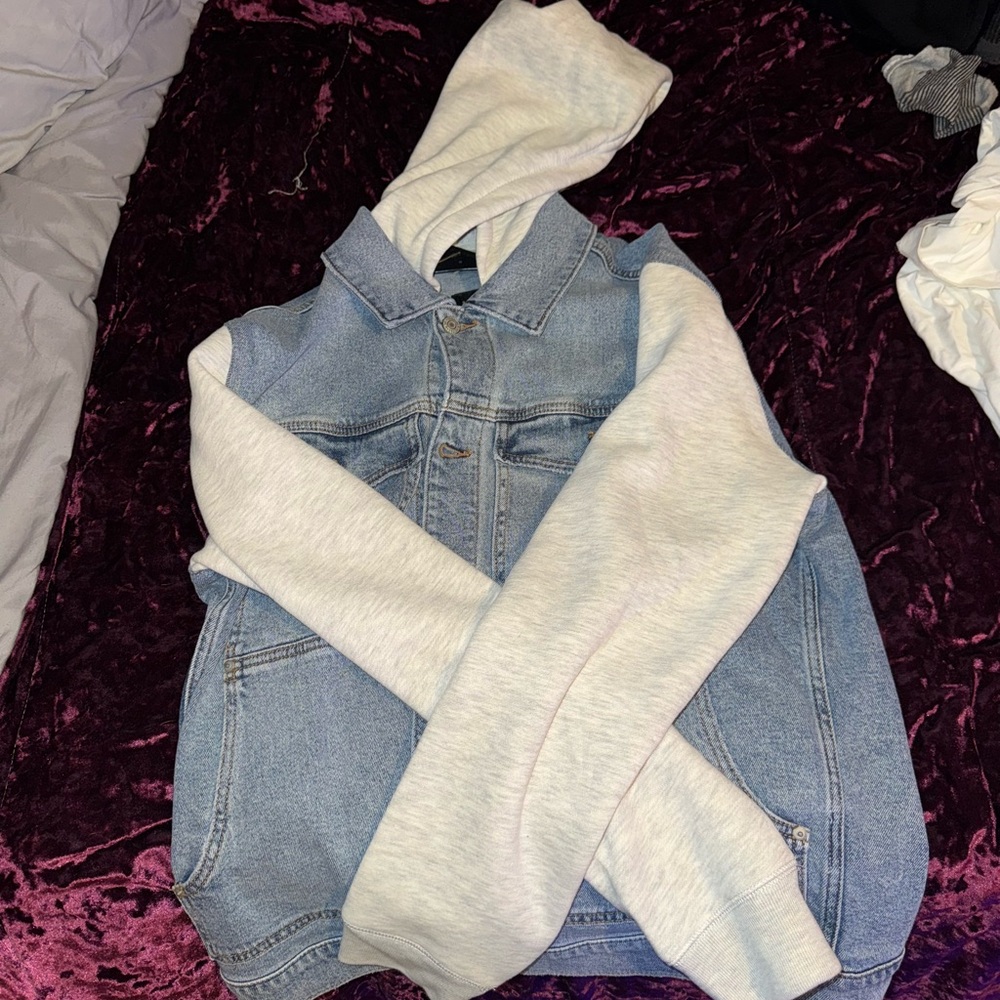 Hollister Light Gray and Blue Jacket